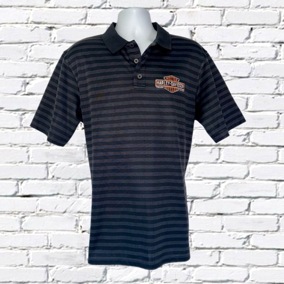 Harley-Davidson Striped Polo Shirt Men’s Large | Iowa Dealership | Biker Style - Picture 3 of 13